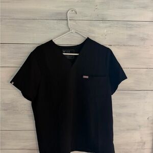 FIGS Black V-Neck Medical Scrub Top